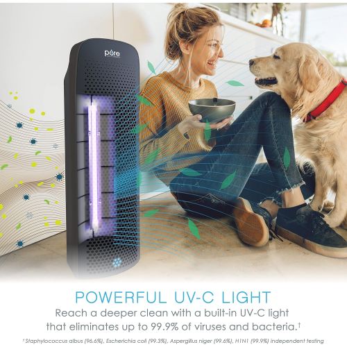  Pure Enrichment PureZone Elite True HEPA Large Room Air Purifier, Energy Star Rated, UV-C Light, Air Quality Monitor, 4 Stage Filtration - Helps Destroy Bacteria, Smoke, Pollen &