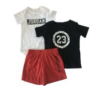 Jordan Infant Boys 3-Piece Bodysuit, Tee Shirt, and Shorts Set Gym Red Size 9-12 Months