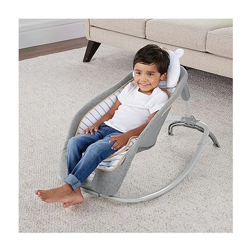 인제뉴어티 Ingenuity Boutique Collection Plush Modern Baby Rocker & Stationary Seat with Vibrations, Easy Fold, 0-30 Months Up to 40 lbs (Bella Teddy)