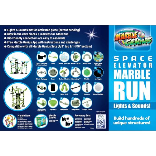  [아마존베스트]Marble Genius Space Elevator Marble Run with Glass Glow Marbles