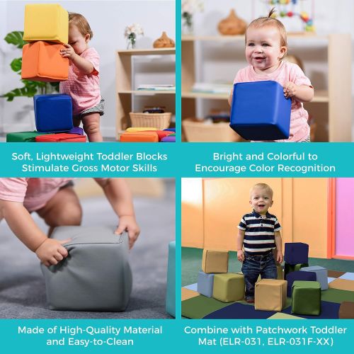  ECR4Kids Softzone Toddler Play Soft Blocks (12-Piece), Primary