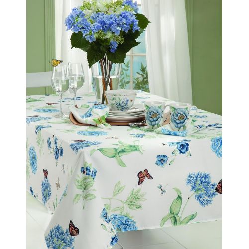 레녹스 Lenox Butterfly Meadow 60x102 Oblong Tablecloth, Blue Flower