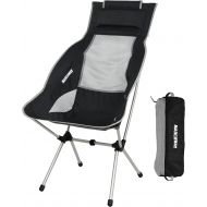MARCHWAY Lightweight Folding High Back Camping Chair with Headrest, Portable Compact for Outdoor Camp, Travel, Picnic, Festival, Hiking, Backpacking