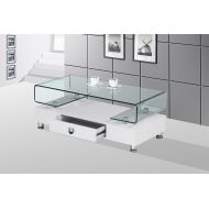 Best Quality Furniture CT35 Glass Top Coffee Table White