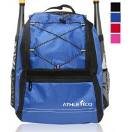 Athletico Youth Baseball Bag - Bat Backpack for Baseball, T-Ball & Softball Equipment & Gear Holds Bat, Helmet, Glove Fence Hook
