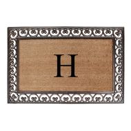 A1 Home Collections Rubber and Coir Classic Paisley Border, Double Doormat, Monogrammed H, X-Large
