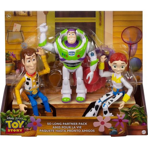 디즈니 Disney Pixar Toy Story So Long Partner 3 Pack with Movie Character Figures Woody, Jessie and Buzz, Kids Gift Ages 3 Years & Older