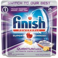 Finish Quantum Max Powerball Ultra Degreaser, Lemon 25 Tabs, Dishwasher Detergent Tablets (Pack of 3)