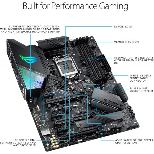 아수스 ASUS ROG Strix Z390-F Gaming Motherboard LGA1151 (Intel 8th and 9th Gen) ATX DDR4 DP HDMI M.2 USB 3.1 Gen2 Gigabit LAN