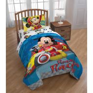 Jay Franco Disney Mickey Mouse Club House Racers Twin Comforter - Super Soft Kids Reversible Bedding Features Mickey Mouse - Fade Resistant Polyester Microfiber Fill (Official Disn