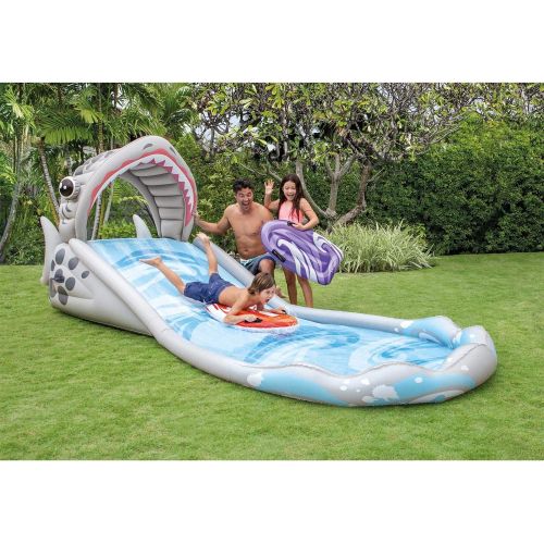 인텍스 Intex Inflatable Surf N Slide Home Backyard Kids Water Slide with Landing Pad and Surf Riders That Have Built-in Handles, (2 Pack)