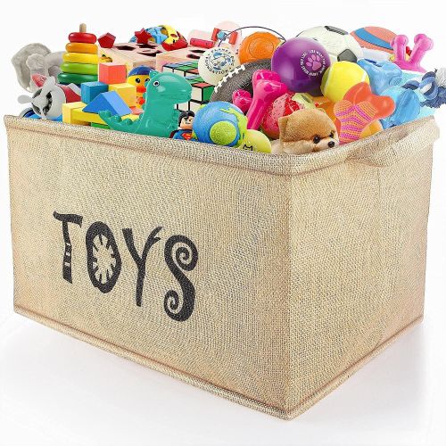  [아마존베스트]Gimars Upgrade Larger 22 Inch Well Standing Collapsible Canvas Toy Chest Box Baskets Storage Bins for Dog Toys, Kids , Children Toys, Blanket, Clothes - Perfect for Playroom Living