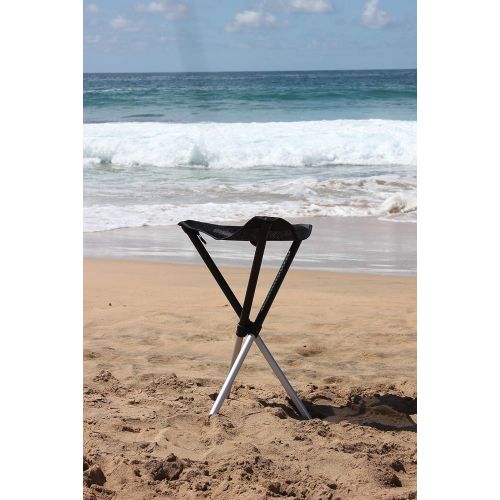  Walkstool - Basic Model - Black Color - 3 Legged Folding Stool in Aluminium - Height 20 to 24 - Maximum Load 330 to 385 kg - Made in Sweden