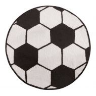 C&F Home Hooked Soccer Sport Rug, White