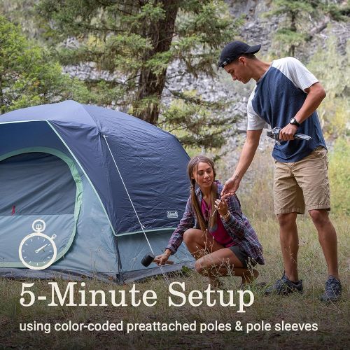 콜맨 Coleman Skydome Camping Tent?4-Person Tent with LED Lighting