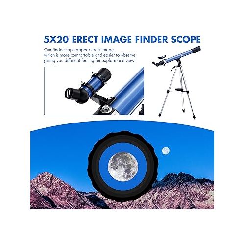  Aomekie Telescope for Adults Astronomy Beginners 700mm Focal Length 234X Magnification Travel Scope Refractor Telescopes with Adjustable Tripod 10X Phone Adapter Erect Finderscope and Carrying Bag