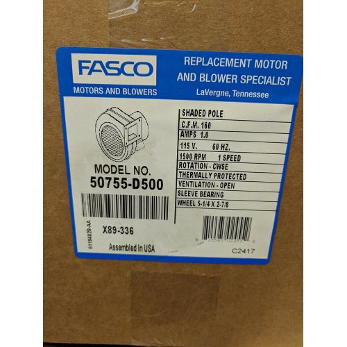  Fasco Replacement Blower for Wood Stoves 50755 D500 Heat Tech, Nesco, US Stove, Mt. Vernon, Arrow Heating, Waterford Stove, Even Temp, Earth Stove, Travis, Country Flame, Martin Industri