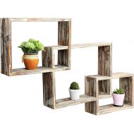 MyGift Wall-Mounted Weathered Grey Wood Interlocking Shadow Boxes, Floating Box Display Shelves, Set of 3