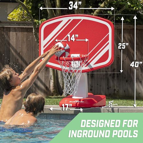  GoSports Splash Hoop PRO Swimming Pool Basketball Game, Includes Poolside Water Basketball Hoop, 2 Balls and Pump