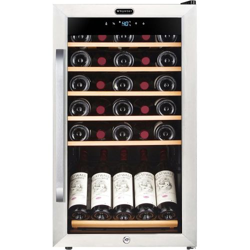  [아마존베스트]Whynter FWC-341TS 34 Bottle Freestanding Wine Refrigerator with Display Shelf and Digital Control, Stainless Steel, One Size