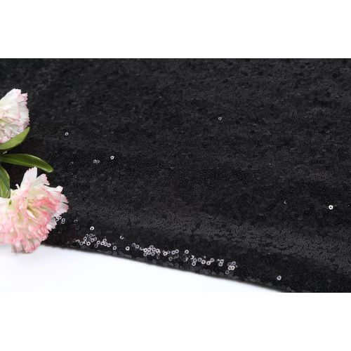  [아마존베스트]BalsaCircle TRLYC Sequin Rectangular Black Wedding Sequin Tablecloth 50-Inch by 80-Inch