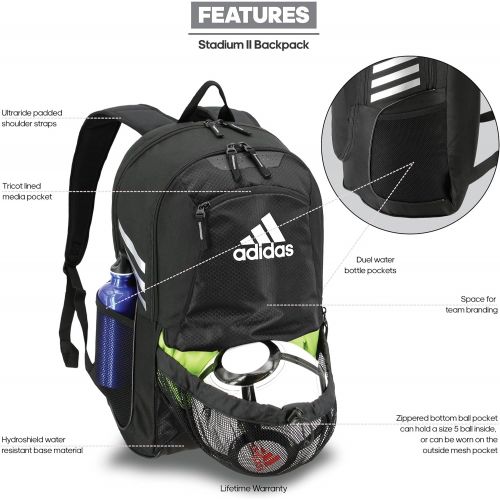 아디다스 adidas Stadium II Backpack, Black, One Size
