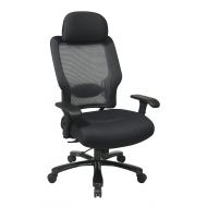 Space Seating SPACE Seating Big and Tall Dual Layer AirGrid Back and Padded Black Mesh Seat, 2-Way Adjustable Arms, Tilt Tension and Lumbar Support with Gunmetal Finish Base Exucutives Chair wit