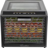 Excalibur Electric Food Dehydrator Performance Series 10-Tray with Adjustable Temperature Control Includes Stainless Steel Drying Trays Glass Door Top View Window and LED Display Progress Bar, Black