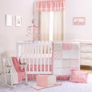 Coral Pink Swan and Gold Trellis 5 Piece Crib Bedding Set by The Peanut Shell