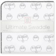 SwaddleDesigns Ultimate Swaddle, X-Large Receiving Blanket, Made in USA Premium Cotton Flannel, Sterling Owls (Moms Choice Award Winner)