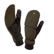 SEALSKINZ Unisex Windproof Cold Weather Convertible Mitt, Olive Green/Black, One Size