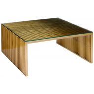 Modway EEI-3037-GLD Gridiron Stainless Steel Coffee Table Gold
