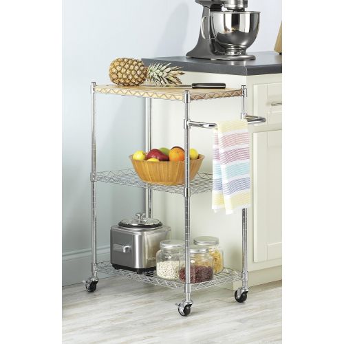  Whitmor Supreme Kitchen and Microwave Cart Wood & Chrome 13.25 x 27.5 x 33.5 inches