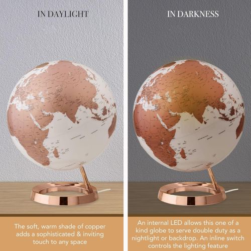  Waypoint Geographic Light & Color Designer Series 12-inch Illuminated Decorative Desktop Globe (Copper)