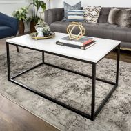 WE Furniture 42 Mixed Material Coffee Table, Marble