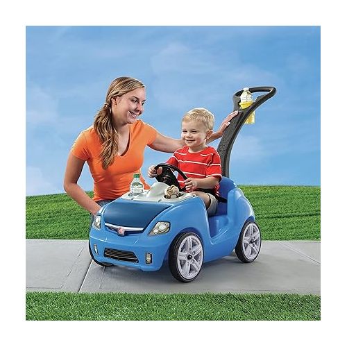 스텝2 Step2 Whisper Ride II Kids Push Cars, Ride On Car, Seat Belt, Horn, Toddlers Ages 1.5 - 4 Years Old, Max Weight 50 lbs., Quick Storage, Stroller Substitute, Blue