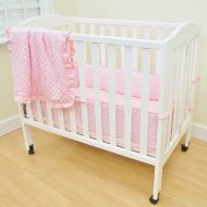 American TL Care Heavenly Soft Minky Dot 3 Piece Mini Crib Set, Pink, for Girls