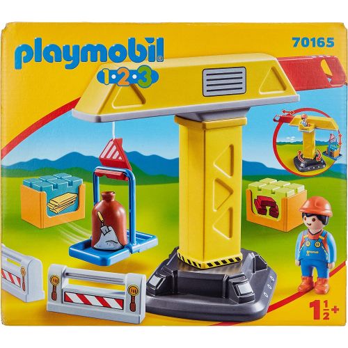 플레이모빌 Playmobil 70165 1.2.3 Construction Crane for Children 18 Months+