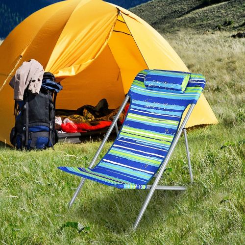 자이언텍스 Giantex Beach Chair for Adults Camping Chair Set, Sunbathing Backpack Folding Recliner with 3 Adjustable Position, Lockable System, Headrest, Non-Slip Foot Pads, Lightweight Sand C
