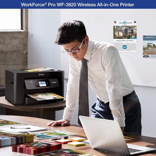 엡손 [아마존베스트]Epson Workforce Pro WF-3820 Wireless All-in-One Printer with Auto 2-Sided Printing, 35-Page ADF, 250-sheet Paper Tray and 2.7 Color Touchscreen, Works with Alexa