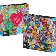 Spin Master Games 2-Pack of 1000-Piece Jigsaw Puzzles, Succulents & Rocks and Minerals, Puzzles for Adults and Kids Ages 8+, Amazon Exclusive