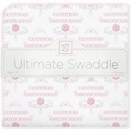 SwaddleDesigns Ultimate Swaddle, X-Large Receiving Blanket, Made in USA Premium Cotton Flannel, Pastel Pink Little Princess (Moms Choice Award Winner)