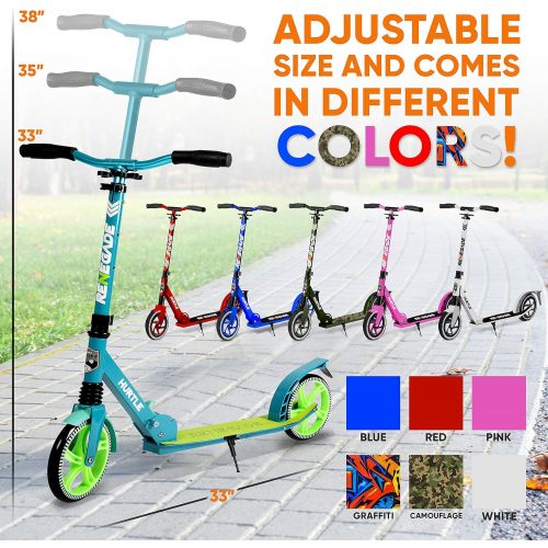 Hurtle Scooter ? Scooter for Teenager ? Kick Scooter ? 2 Wheel Scooter with Adjustable T-Bar Handlebar ? Folding Adult Kick Scooter with Alloy Anti-Slip Deck