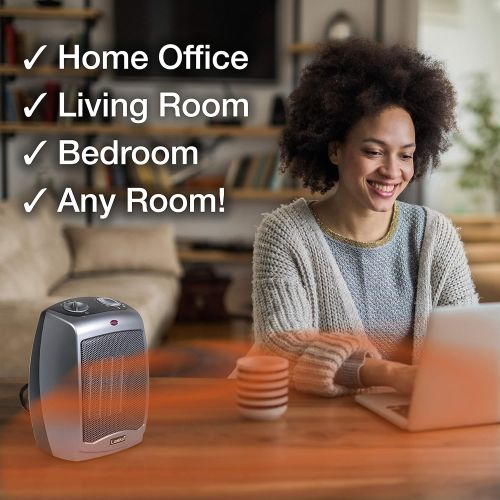 Lasko 754201 Small Portable 1500W Electric Ceramic Space Heater with Tip-Over Safety Switch, Overheat Protection, Thermostat and Extra Long 8-ft Cord for Indoor Ho, 9.2 x 7 x 6 inc