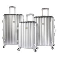 Travelers Club kensie 3 Piece Light Metallic Design 4-Wheel Luggage Set, Silver Color Option