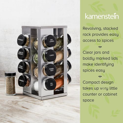 카먼스테인 Kamenstein 5084920 Heritage 16-Jar Revolving Countertop Spice Rack Organizer with Free Spice Refills for 5 Years