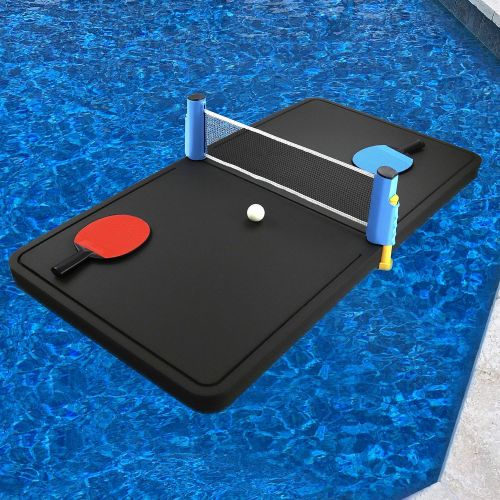  Polar Whale Floating Ping Pong Table Pool Party Table Tennis Float Game Durable Black Foam Uv Resistant Includes Net Paddles and Balls