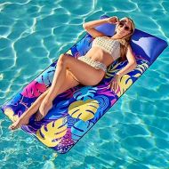 Sloosh Inflatable Pool Floats Lounge - XL Fabric Covered Pool Mat Floaties for Adults, Ultra Comfort Water Floating Lounger with Headrest for Beach Lake Swimming Pool Sun Tanning Float Raft (72
