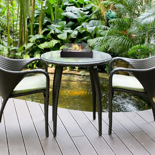  Bio Ethanol Tabletop Fire Pit ? Indoor or Outdoor Smokeless Portable Fireplace ? Clean Burning 360-View Modern Decor by Northwest (Black) 2-Piece