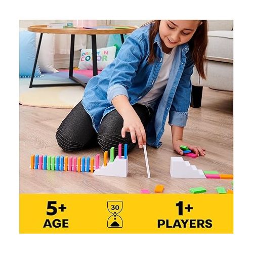  H5 Domino Creations 100-Piece Neon, Kids Games for Game Night, Building Toys for Outdoor Games, Lily Hevesh Dominoes Set for Adults & Kids Ages 5+